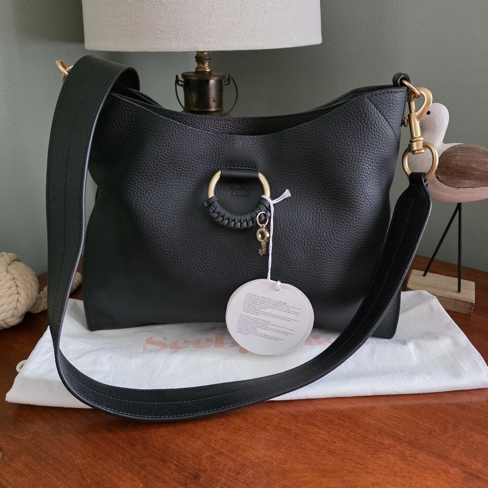 See by Chloé Joan Small Top Handle Black Leather Crossbody Shoulder Bag